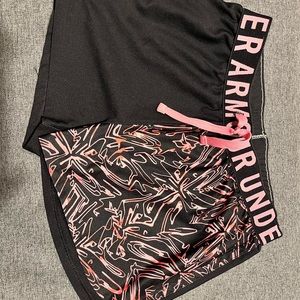 Girls UA gym shorts.
